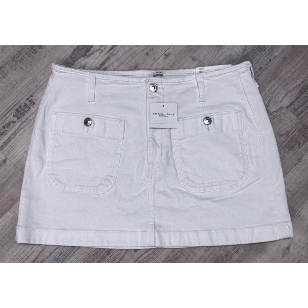 American Eagle‎ Mini Skirt Womens 8 A-Line Stretch Denim Utility NEW with Tags